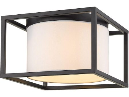 Manhattan 12 in 2 Lights Flush Mount Light Black Finish For Discount