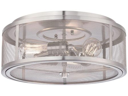 Downtown Edison 15 in. 3 Lights Flush Mount Light Brushed Nickel Finish Discount