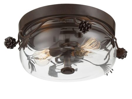 Ponderosa Ridge 16 In. 2 Lights Flush Mount Light Bronze Finish Supply