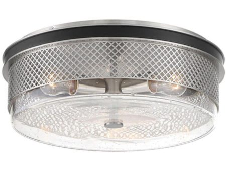 Cole s Crossing 15 in. 3 Lights Flush Mount Light Brushed Nickel Finish For Sale