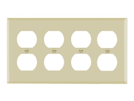 4-Gang Duplex Outlet Cover Plate Ivory on Sale