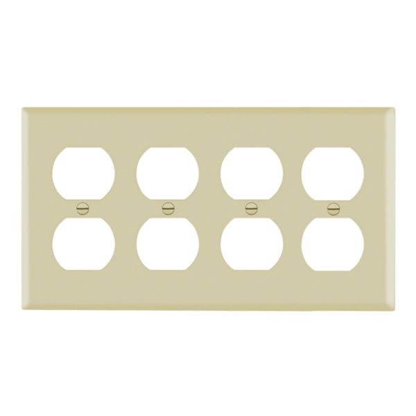 4-Gang Duplex Outlet Cover Plate Ivory on Sale