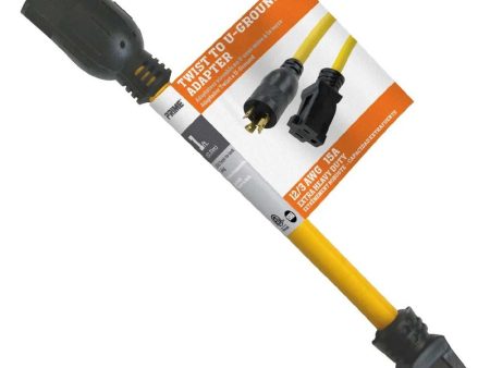 1 Foot Cord Power Adapter 12 3 Wire Gauge 15A 1875 Watts Yellow Hot on Sale