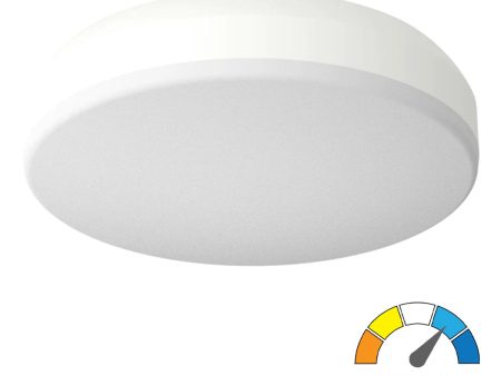 CRVFA 11 In. LED Drum Light 120-277V Selectable CCT White Finish Microwave Occupancy Sensor Supply