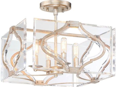 Brenton Cove 16 in. 4 lights Semi flush Mount Light Gold finish on Sale