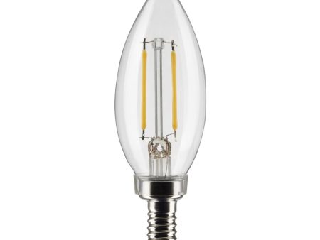 B11 Candle Filament LED Bulb, 3 Watts, 200 Lumens, 2700K, E12 Candelabra Base, Clear, Pack of 2 Discount