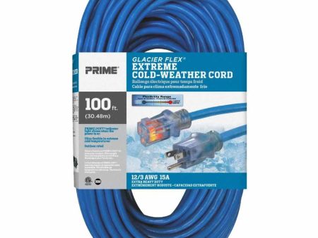 100 ft. 12 3 SJTW Glacier Flex Extreme Cold WeatherÂ Extension CordÂ w Power Indicator Light Blue For Cheap