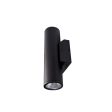 12 In 2 Lights LED Outdoor Cylinder Armed Sconce  Up Down Black Finish For Sale