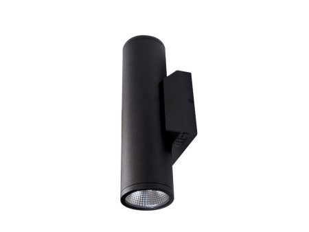 12 In 2 Lights LED Outdoor Cylinder Armed Sconce  Up Down Black Finish For Sale