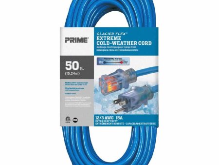 50 ft. 12 3 SJTW Glacier Flex Extreme Cold WeatherÂ Extension CordÂ w Power Indicator Light Blue Hot on Sale