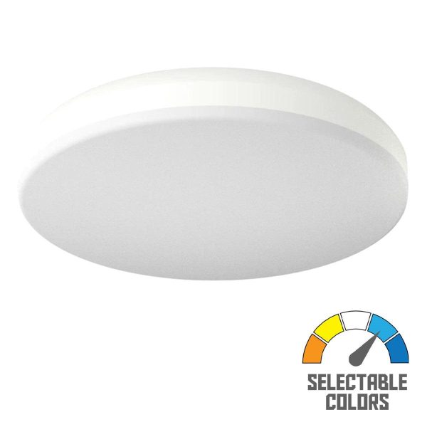 CRVFA 14 In. LED Drum Light 120V Selectable CCT White Finish For Discount