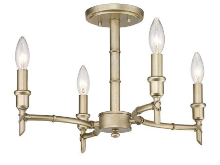 Cambay 13 in. 4 Lights Semi flush Mount Light Gold Finish Fashion