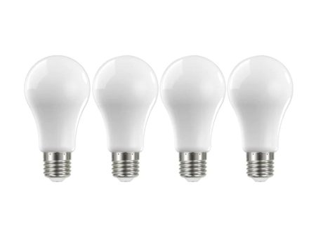 A19 LED Bulb, 100W Equivalent, 14 Watts, 1500 Lumens, 2700K, E26 Medium Base, Frosted, Pack of 4 on Sale