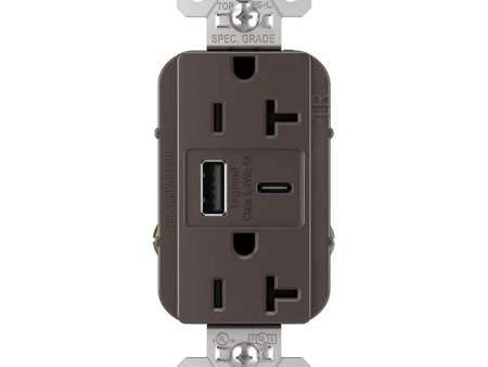 Tamper Resistant 20A Duplex Receptacle with USB Type A C Fast Charging, Brown Fashion