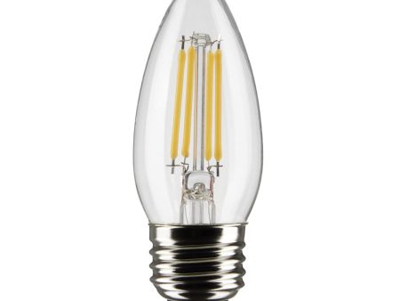 B11 Candle Filament LED Bulb, 6 Watts, 500 Lumens, 2700K, E26 Medium Base, Clear, Pack of 2 For Discount