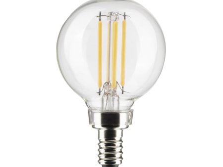 G16.5 Filament LED Globe Bulb, 4W, 350 Lumens, 40W Equal, 2700K, E12 Base, Clear, Pack of 2 Online Hot Sale