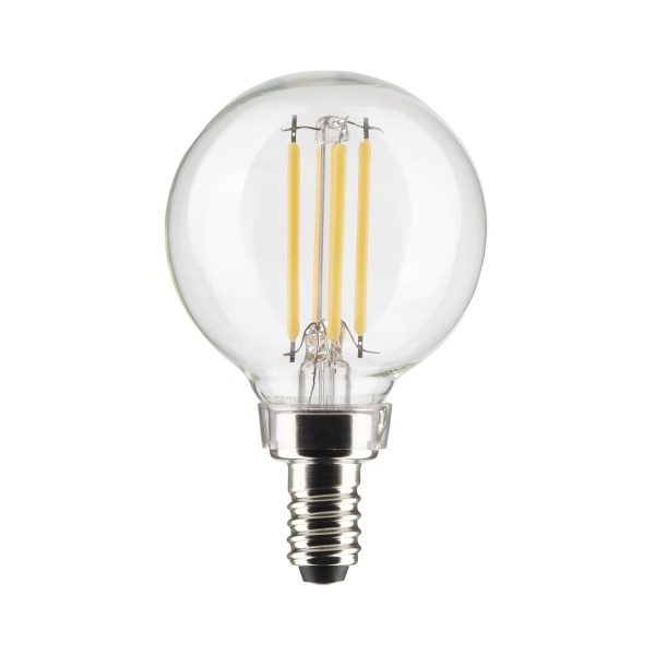 G16.5 Filament LED Globe Bulb, 4W, 350 Lumens, 40W Equal, 2700K, E12 Base, Clear, Pack of 2 Online Hot Sale