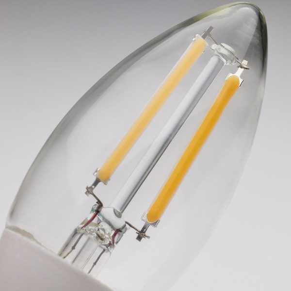 B11 Candle Filament LED Bulb, Dusk To Dawn, 5W, 500lm, 2700K, E12 Candelabra Base, With Photocell For Sale