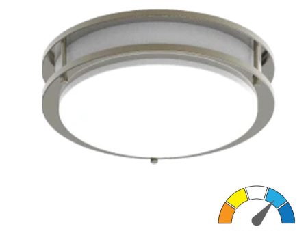 CRVFA 12 In. LED Flush Mount Light 120-277V Battery Backup Selectable CCT Brushed Nickel Finish Fashion