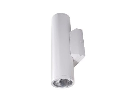 12 In 2 Lights LED Outdoor Cylinder Armed Sconce Up Down White Finish For Sale