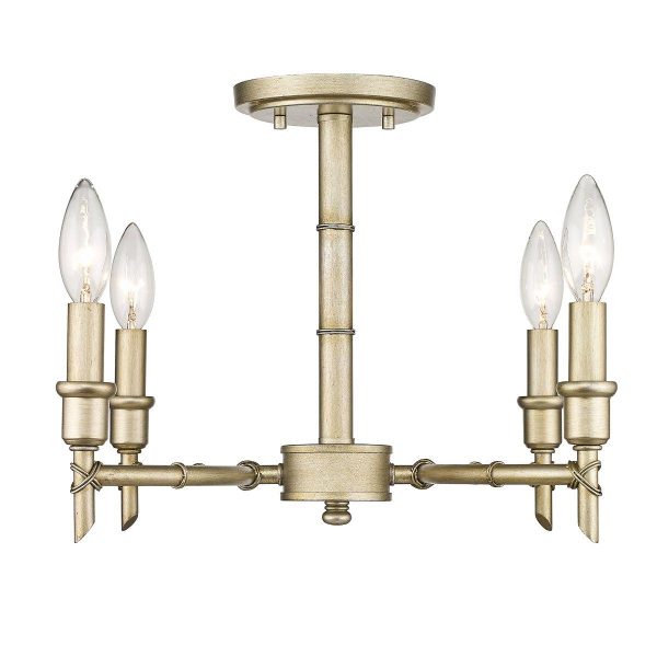 Cambay 13 in. 4 Lights Semi flush Mount Light Gold Finish Fashion