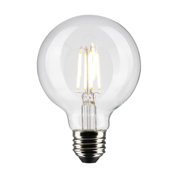 G25 Filament LED Globe Bulb, 6 Watts, 500 Lumens, 3000K, E26 Medium Base, Clear, Pack of 2 on Sale