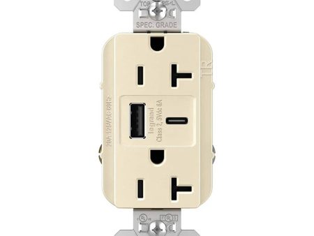 Tamper Resistant 20A Duplex Receptacle with USB Type A C Fast Charging, Light Almond Online Hot Sale