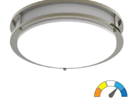 CRVFA 14 In. LED Flush Mount Mount Light 120-277V Battery Backup Selectable CCT Brushed Nickel Finish Cheap