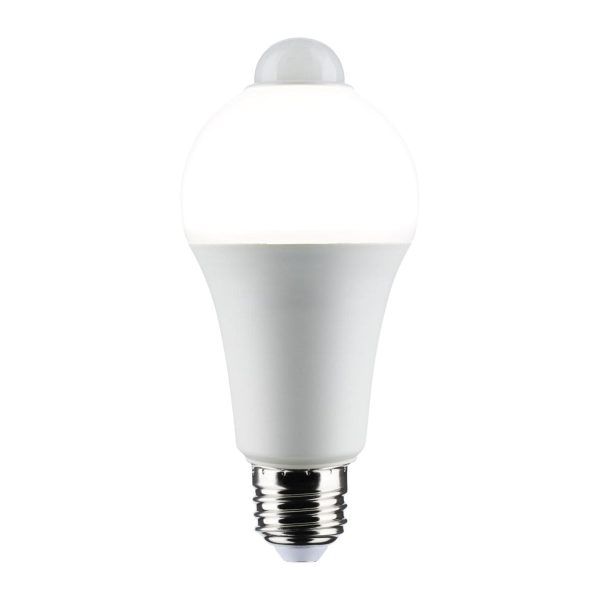 A19 LED Bulb with PIR Sensor, 12 Watts, 1050 Lumens, 3000K, E26 Medium Base, Frosted Finish Discount