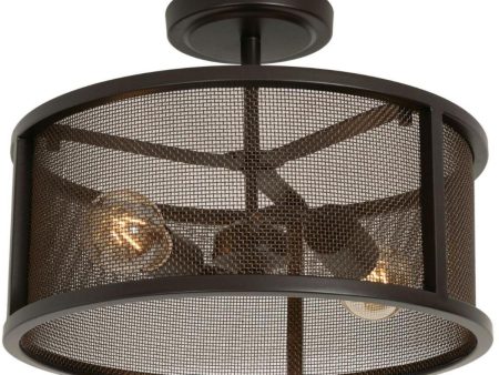 Austin 14 in. 2 Lights Semi Flush Mount Light Bronze finish Hot on Sale