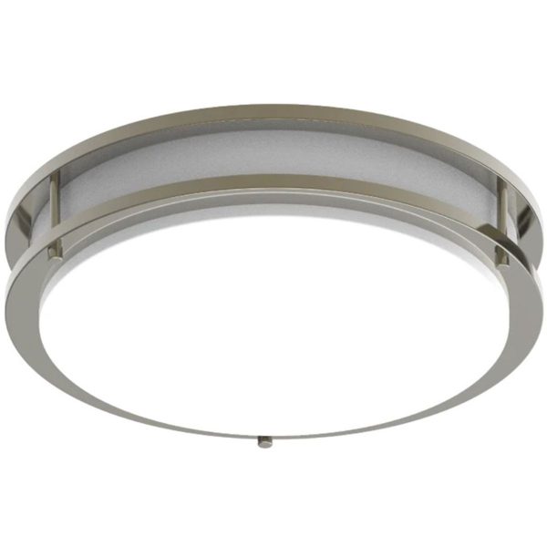 CURV 14 In. LED Flush Mount Light Selectable CCT Brushed Nickel Finish with Occupancy Sensor For Discount