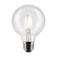 G25 Filament LED Globe Bulb, 5 Watts, 350 Lumens, 3000K, E26 Medium Base, Clear, Pack of 2 Fashion