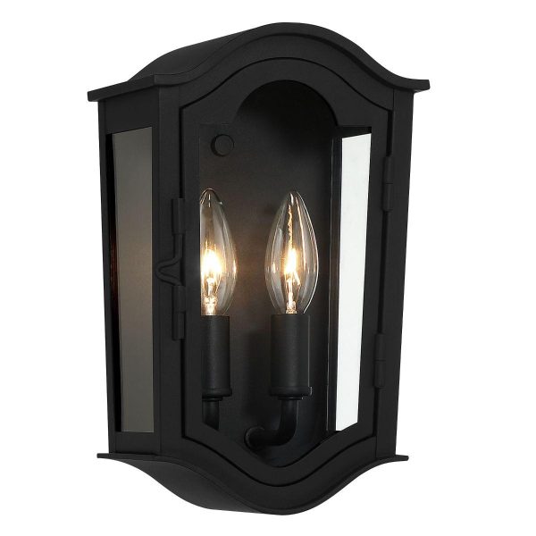 Houghton Hall 11 in. 2 Lights Outdoor Wall Lantern Black Finish Hot on Sale