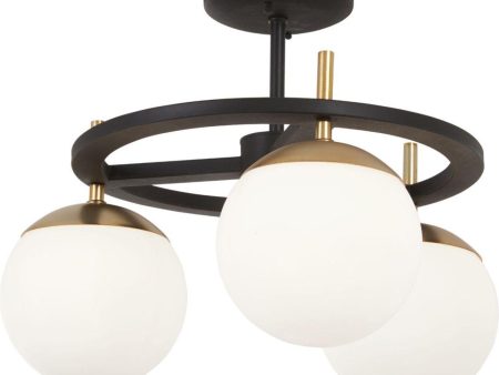 Alluria 18 in. 3 Lights Semi flush Mount Light Black & Gold finish Hot on Sale