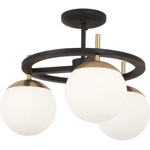 Alluria 18 in. 3 Lights Semi flush Mount Light Black & Gold finish Hot on Sale