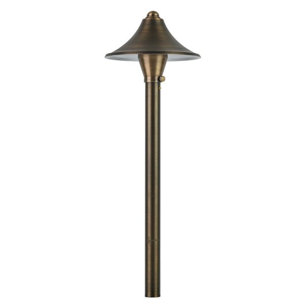 12V Landscape Cone Hat LED Path Light 19  3W 3000K Brass Online Sale