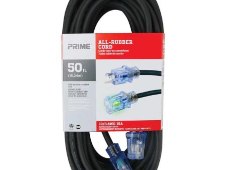 50 ft. 12 3 SJOOW All-Rubber Outdoor Heavy Duty Extension Cord Black For Discount