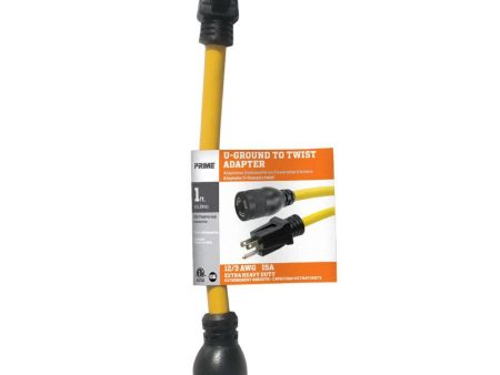 1 Foot 12 3 STW U-Ground to Twist-to-Lock Outdoor Power Adapter Yellow on Sale