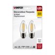 B11 Candle Filament LED Bulb, 4 Watts, 350 Lumens, 2700K, E26 Medium Base, Clear, Pack of 2 For Cheap