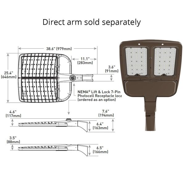 LED Pole Light, 4000K, 120-277V, 2000W Replaceable, Mount Sold Separately Online now