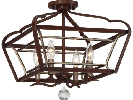 Astrapia 16 in. 4 Lights Semi flush Mount Light Brown finish Hot on Sale