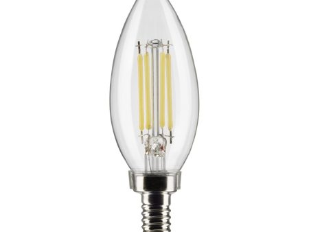 B11 Candle Filament LED Bulb, 6W, 500lm, 5000K, E12 Candelabra Base, Clear Finish, Pack of 2 Discount