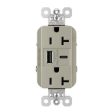 Tamper Resistant 20A Duplex Receptacle with USB Type A C Fast Charging, Nickel Sale