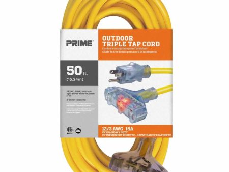 50 ft. Outdoor Heavy Duty Extension Cord 12 3 Gauge SJTW Yellow Sale