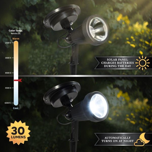 Solar LED Spot Light 30 Lumens 4500K (Pack Of 2) Hot on Sale