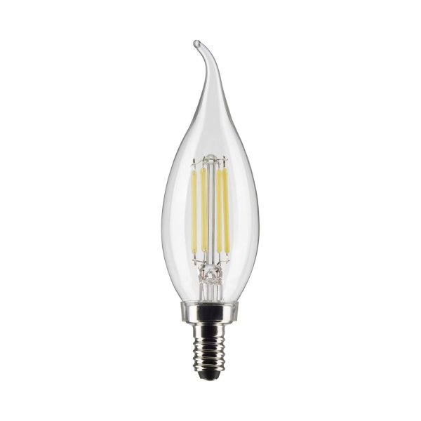 CA10 Filament LED Bulb, 4W, 350lm, 2700K, 40W Equal, E12 Candelabra Base, Clear, Pack of 2 Discount