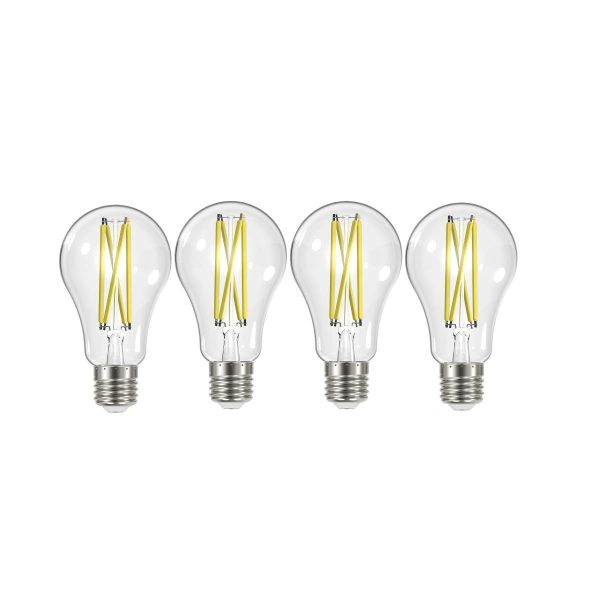 A19 LED Filament Bulb, 100W Equal, 13 Watts, 1500 Lumens, 2700K, E26 Medium Base, Clear, Pack of 4 Online now