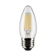 B11 Candle Filament LED Bulb, 4 Watts, 350 Lumens, 2700K, E26 Medium Base, Clear, Pack of 2 For Cheap