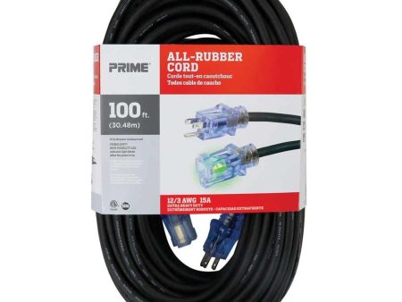 100 ft. 12 3 SJOOW All-Rubber Outdoor Heavy Duty Extension Cord Black For Discount