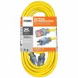 25 ft. Outdoor Heavy Duty Extension Cord 12 3 Gauge SJTW Yellow Supply